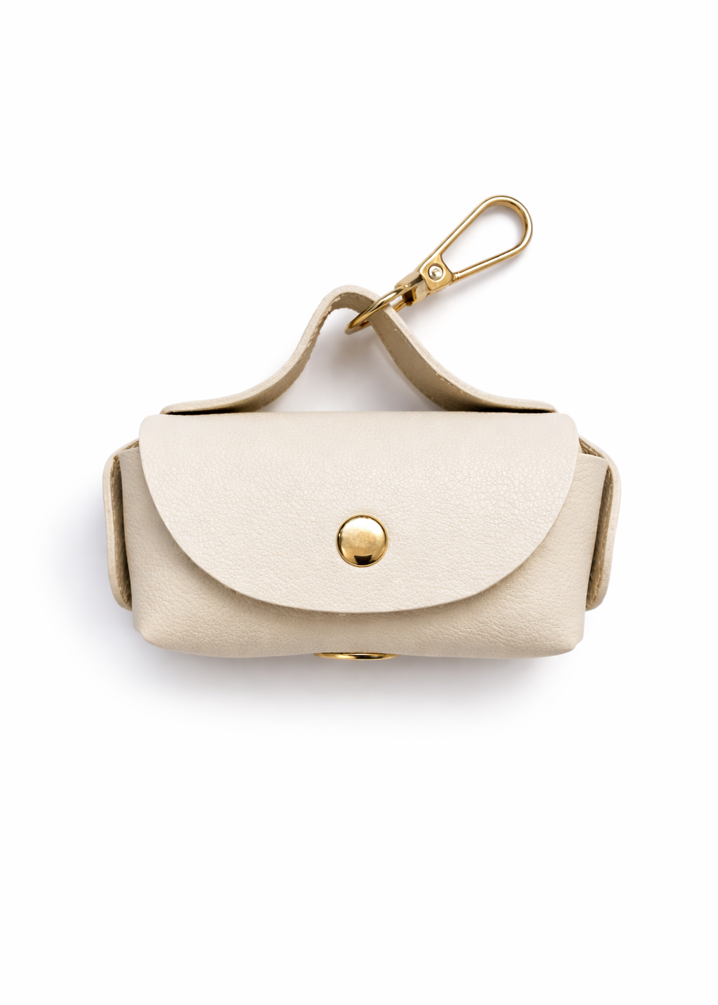 Mini bag poepzakhouder beige PU leer met gouden details