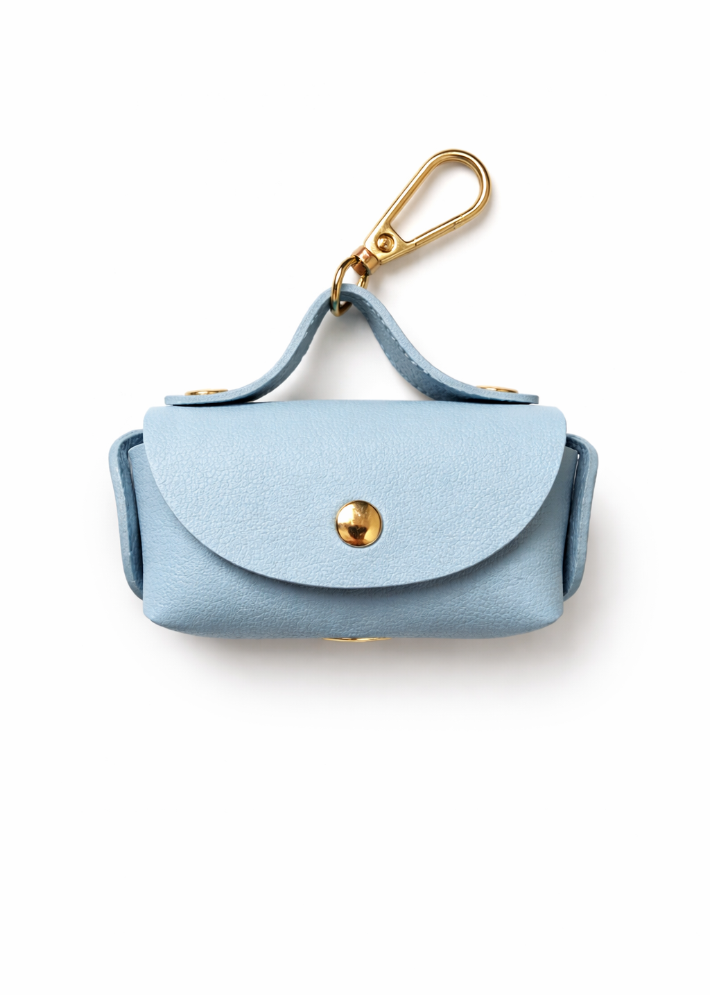 Mini bag poepzakhouder lichtblauw PU leer met gouden details
