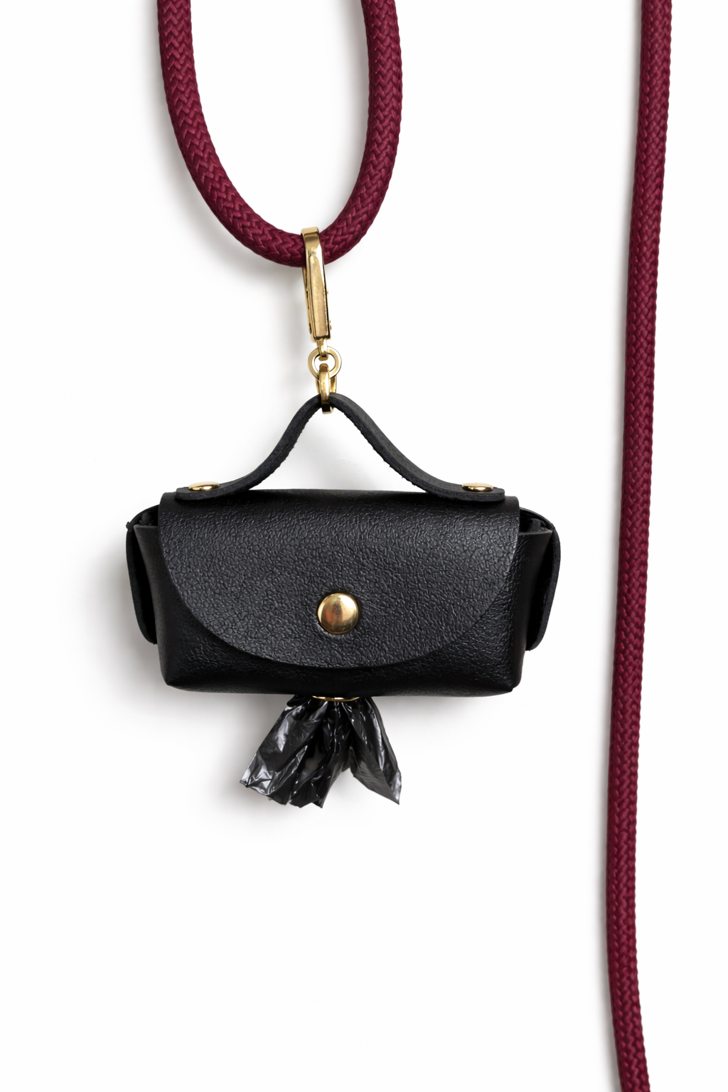 Mini Bag poepzakhouder zwart PU leer met gouden details