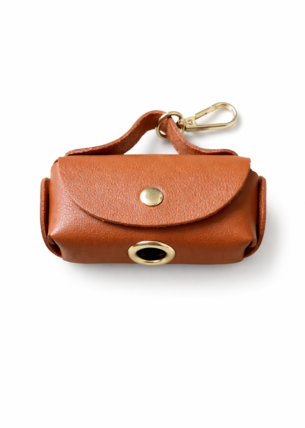 Mini Bag poepzakhouder caramel PU leer met gouden details