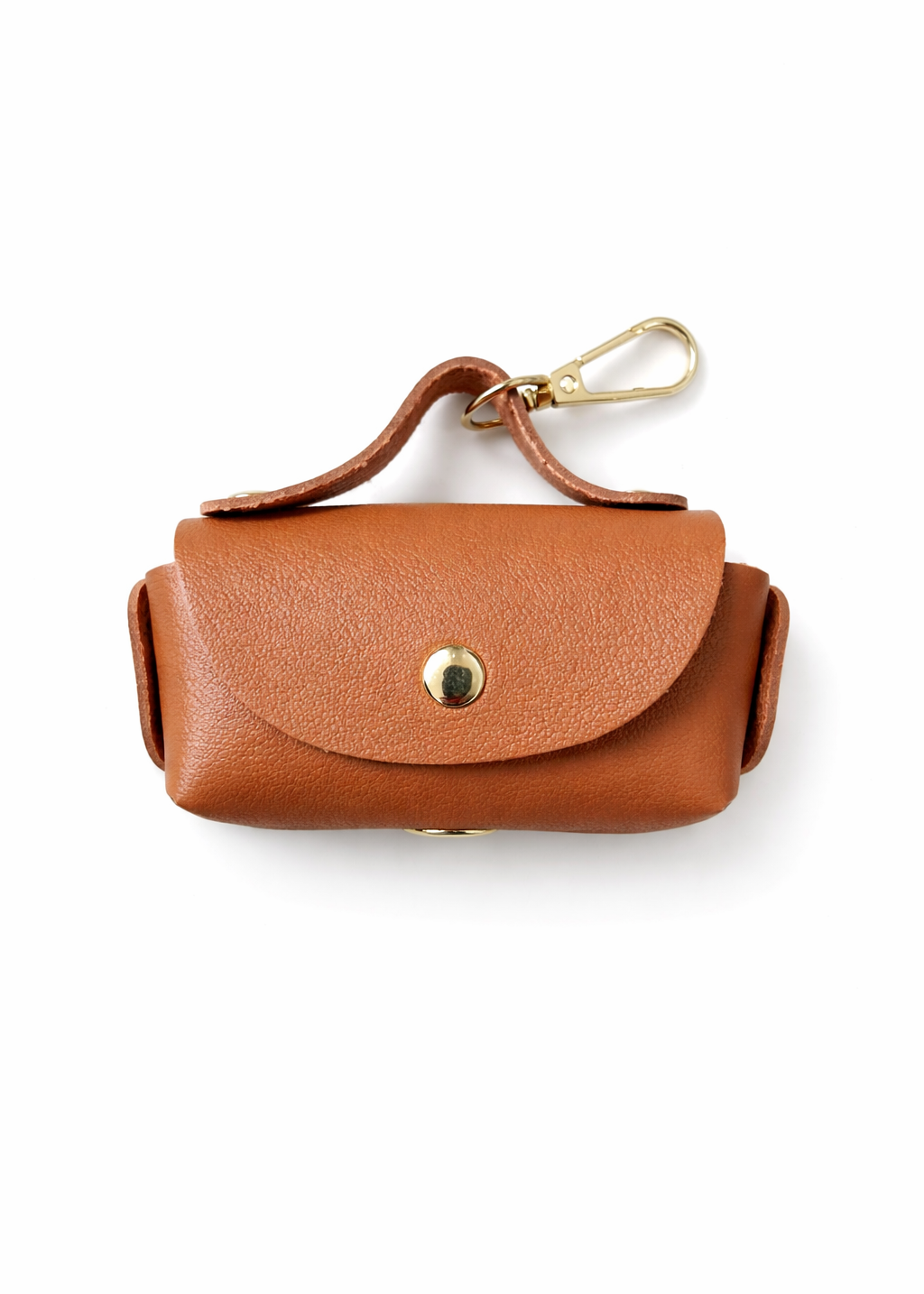 Mini Bag poepzakhouder caramel PU leer met gouden details