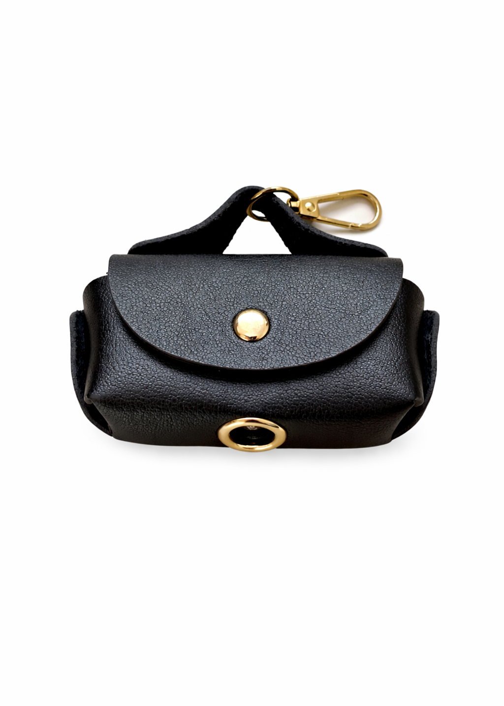 Mini Bag poepzakhouder zwart PU leer met gouden details