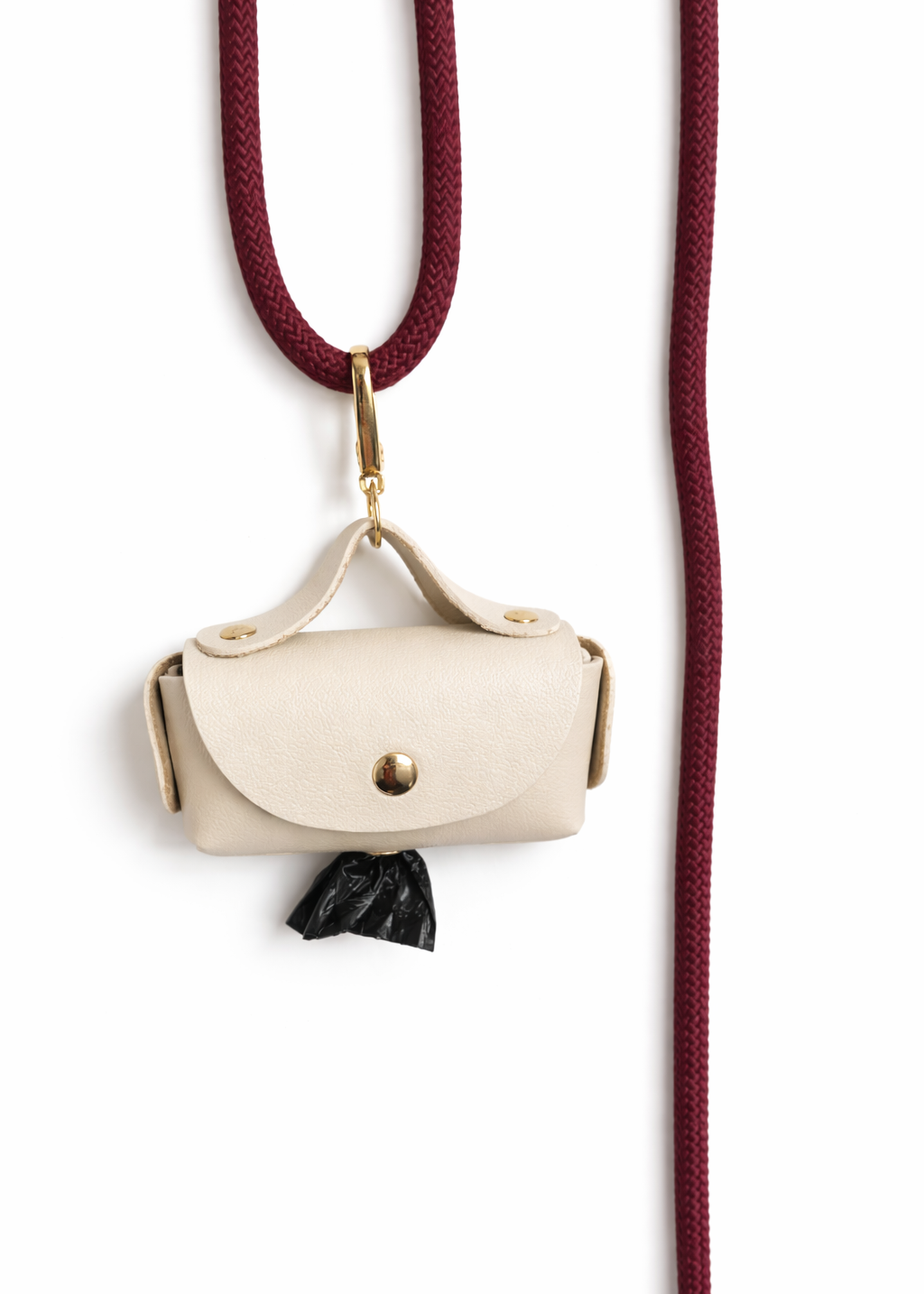 Mini bag poepzakhouder beige PU leer met gouden details