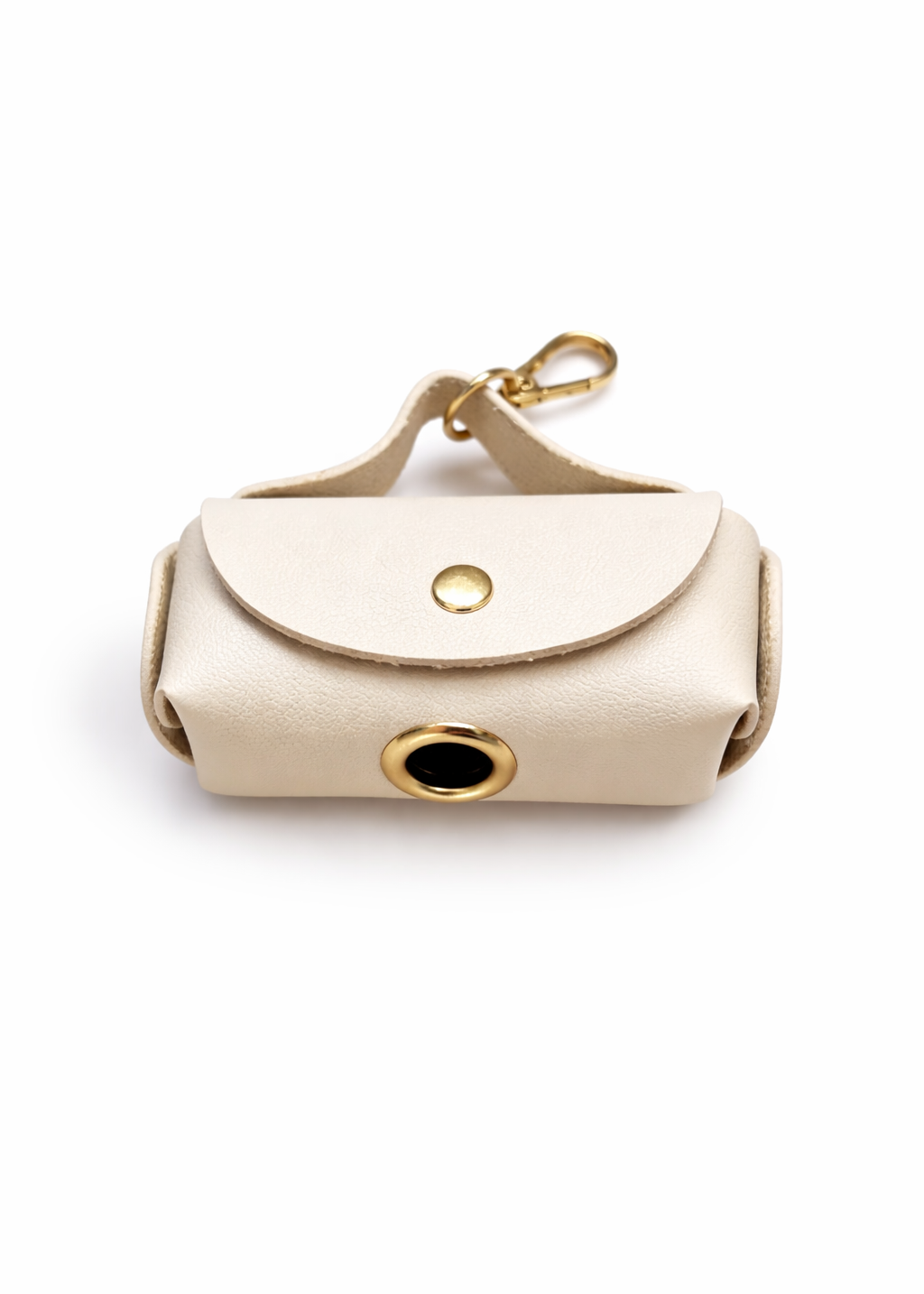Mini bag poepzakhouder beige PU leer met gouden details