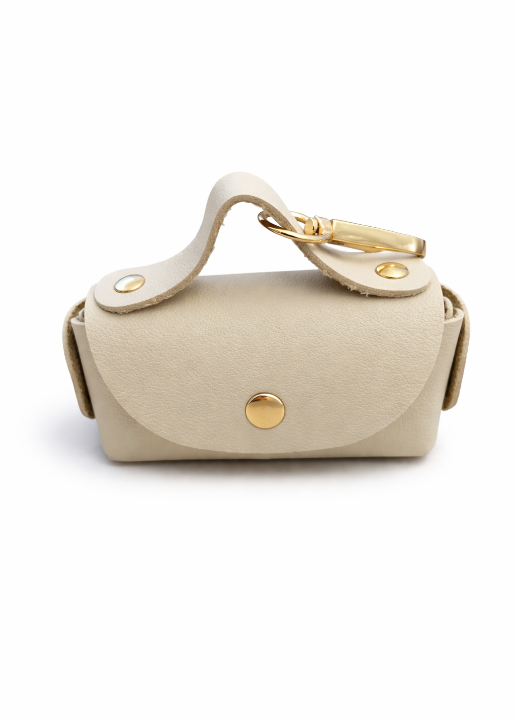Mini bag poepzakhouder beige PU leer met gouden details
