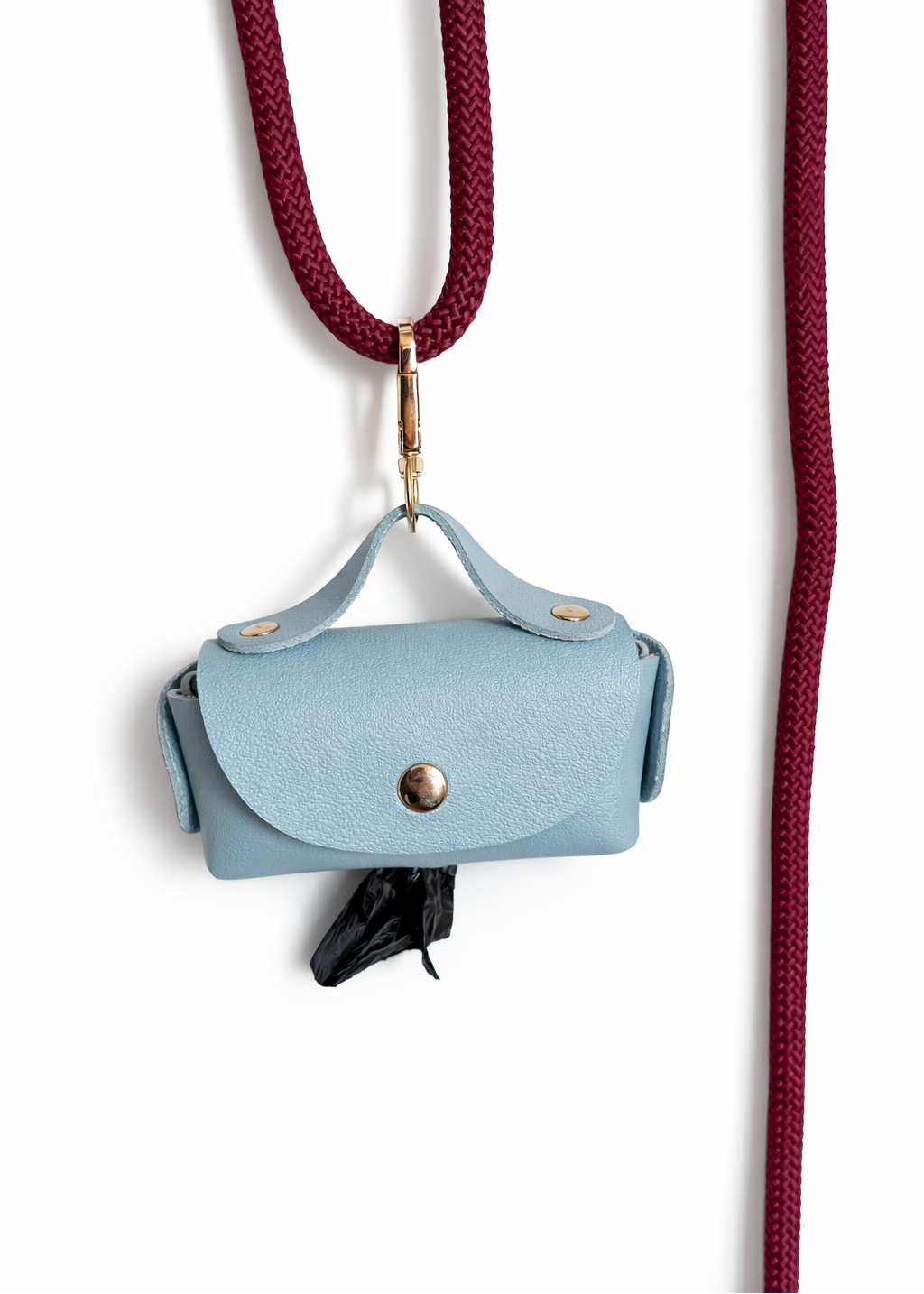 Mini bag poepzakhouder lichtblauw PU leer met gouden details