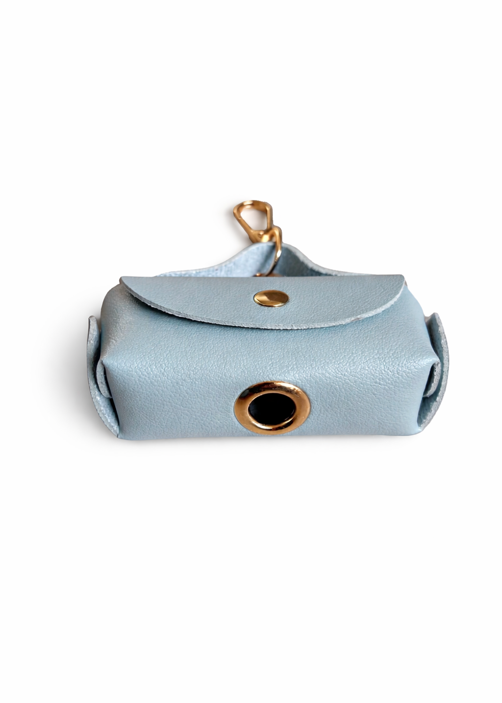 Mini bag poepzakhouder lichtblauw PU leer met gouden details