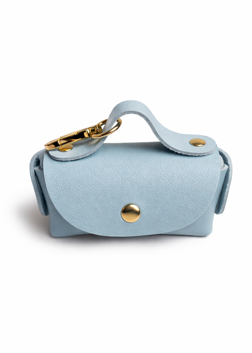 Mini bag poepzakhouder lichtblauw PU leer met gouden details