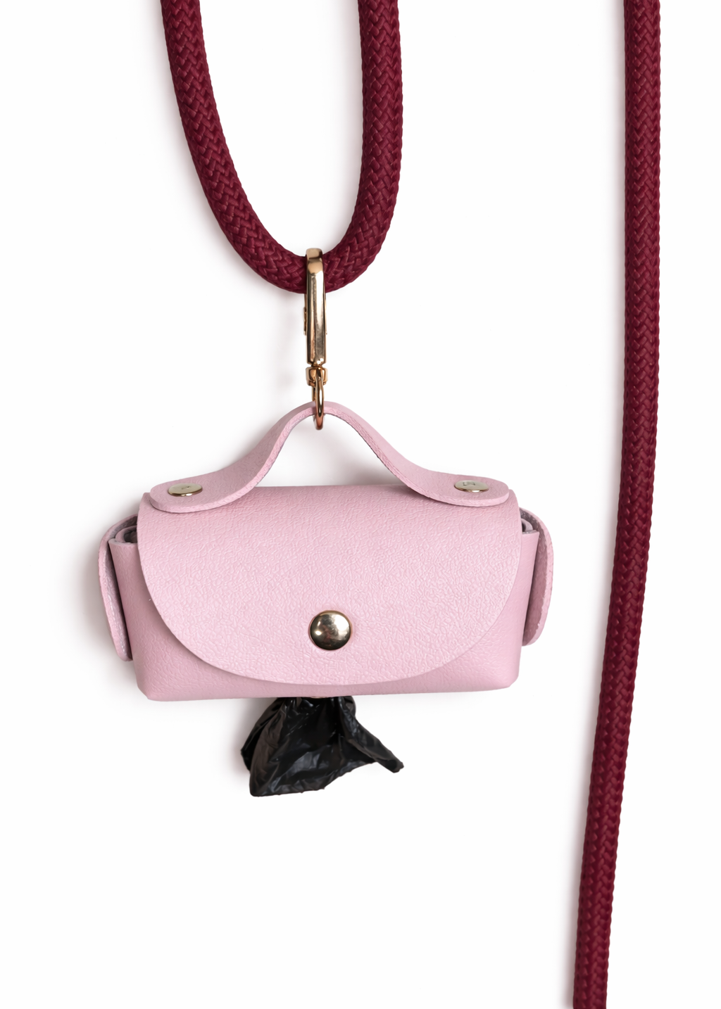 Saar & Lou Mini bag poepzakhouder roze PU leer met gouden details