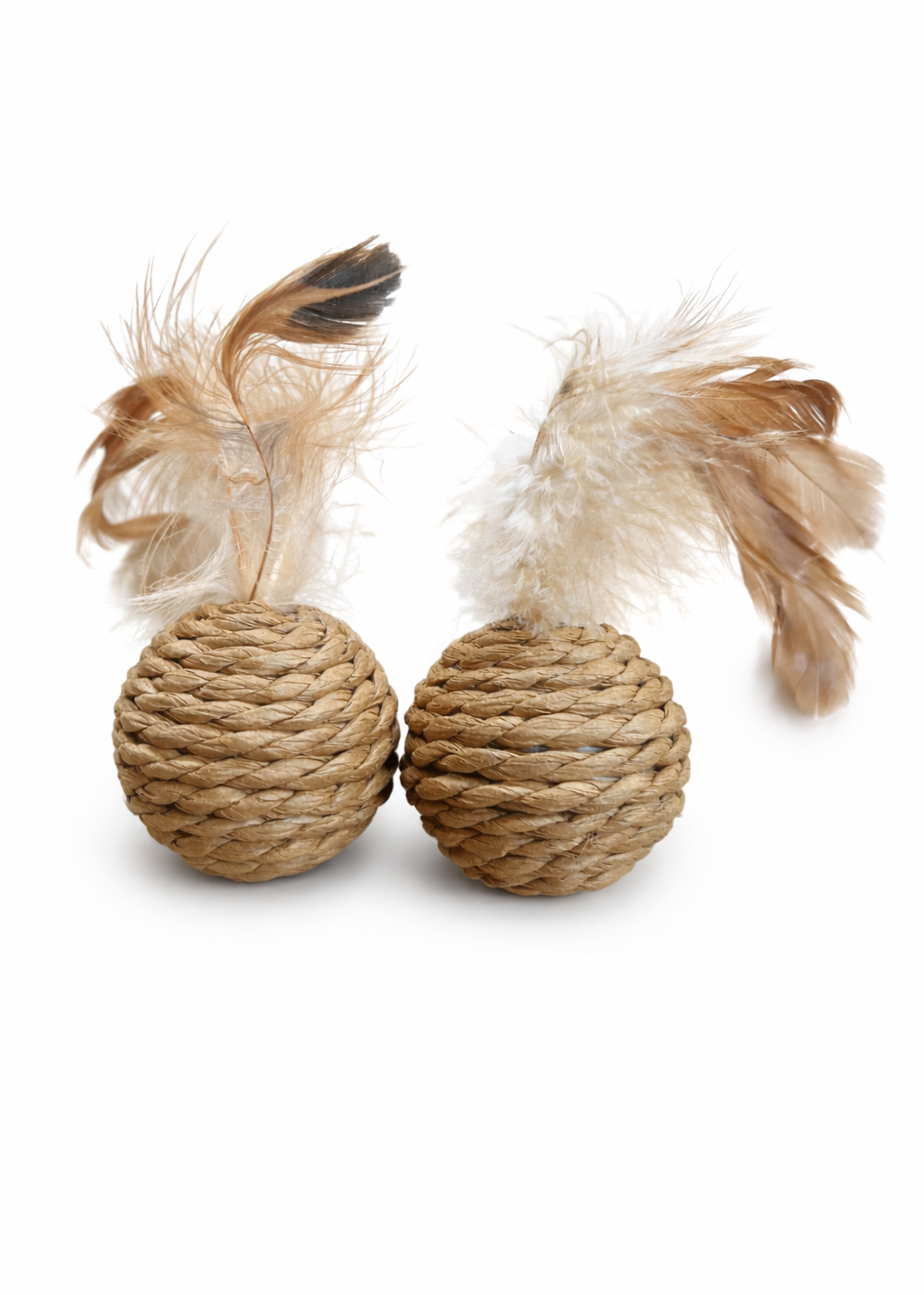 Speelbal Naturel Set kattenspeeltje met veertjes en geluidje