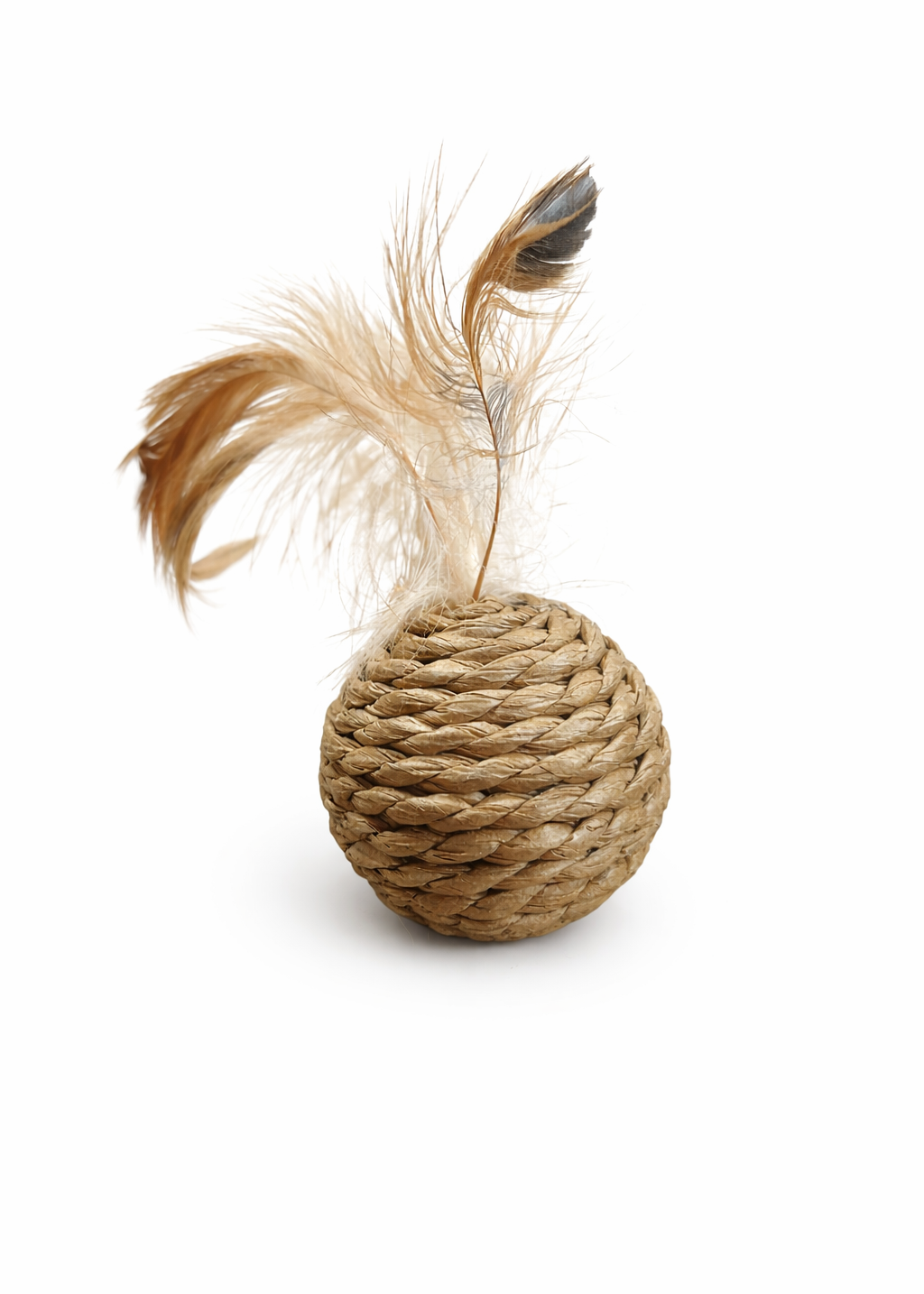 Speelbal Naturel kattenspeeltje met veertjes en geluidje